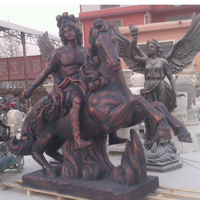 fiberglass roman solider riding sculpture